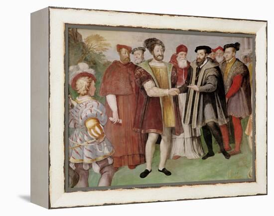 The Truce of Nice Between Francis I (1494-1547) and Charles V (1500-58)-Taddeo Zuccaro-Framed Premier Image Canvas