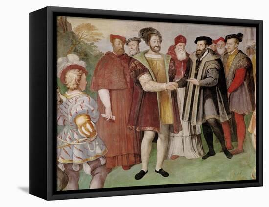 The Truce of Nice Between Francis I (1494-1547) and Charles V (1500-58)-Taddeo Zuccaro-Framed Premier Image Canvas