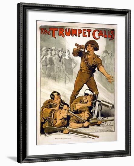 The Trumpet Calls Poster-Norman Lindsay-Framed Giclee Print