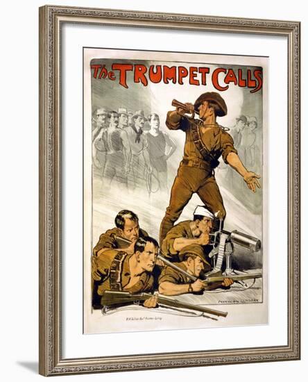 The Trumpet Calls Poster-Norman Lindsay-Framed Giclee Print