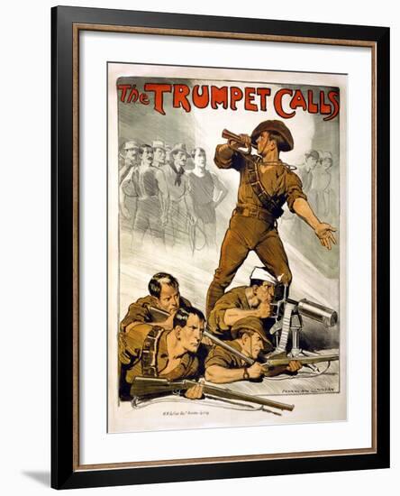 The Trumpet Calls Poster-Norman Lindsay-Framed Giclee Print