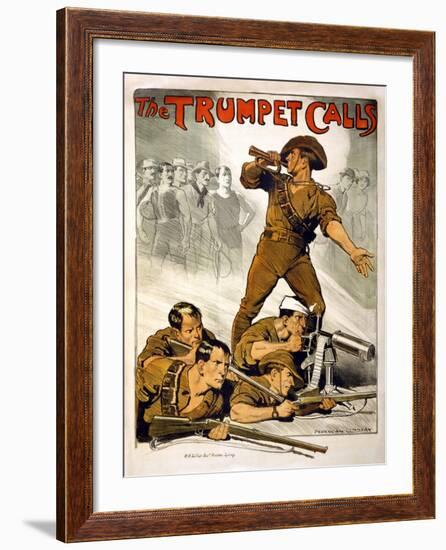 The Trumpet Calls Poster-Norman Lindsay-Framed Giclee Print