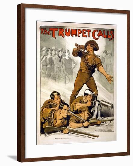 The Trumpet Calls Poster-Norman Lindsay-Framed Giclee Print