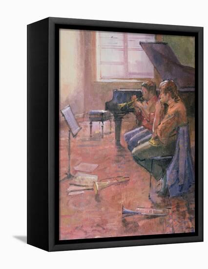 The Trumpet Lesson, 1998-Bob Brown-Framed Premier Image Canvas