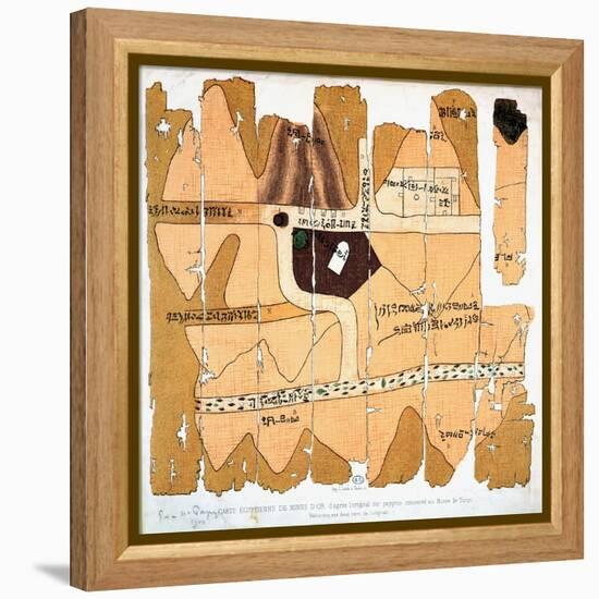 The Turin Papyrus, Reproduction of Ancient Egyptian Map of Gold Mines, c.1300 BC-null-Framed Premier Image Canvas
