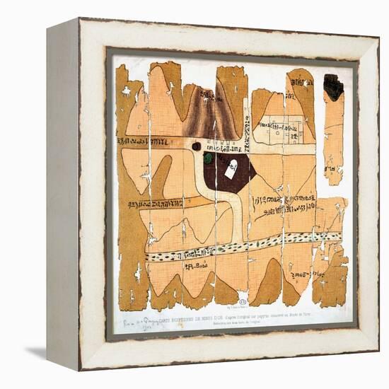 The Turin Papyrus, Reproduction of Ancient Egyptian Map of Gold Mines, c.1300 BC-null-Framed Premier Image Canvas