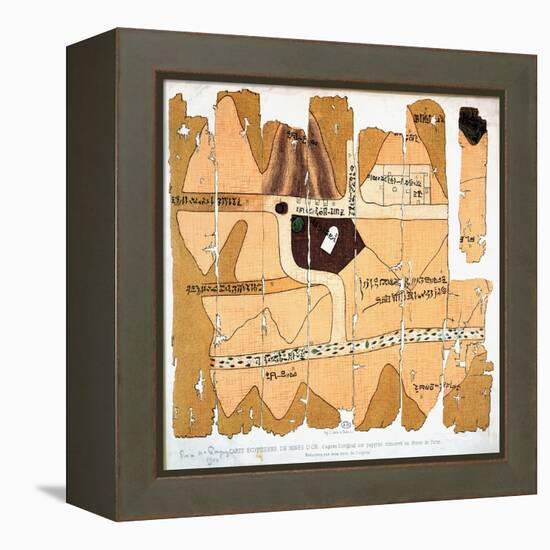 The Turin Papyrus, Reproduction of Ancient Egyptian Map of Gold Mines, c.1300 BC-null-Framed Premier Image Canvas