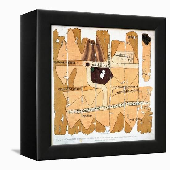 The Turin Papyrus, Reproduction of Ancient Egyptian Map of Gold Mines, c.1300 BC-null-Framed Premier Image Canvas