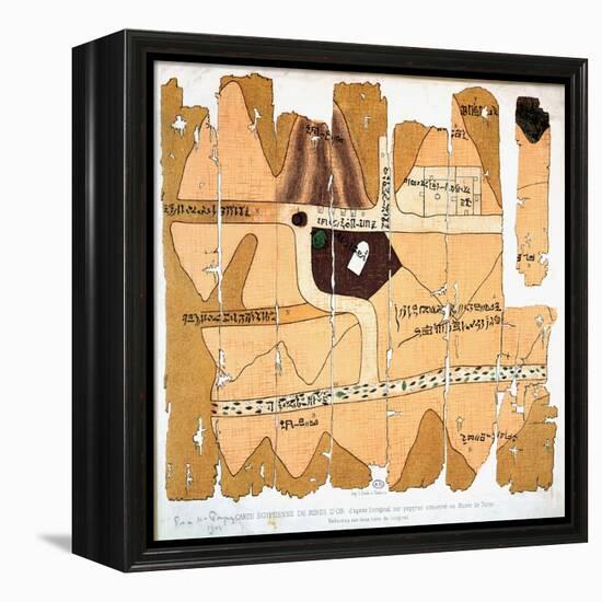 The Turin Papyrus, Reproduction of Ancient Egyptian Map of Gold Mines, c.1300 BC-null-Framed Premier Image Canvas