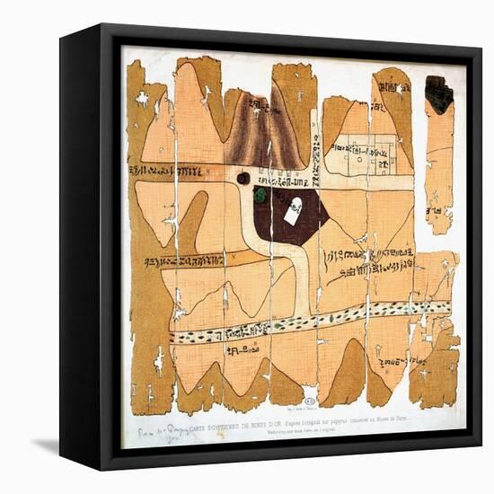 The Turin Papyrus, Reproduction of Ancient Egyptian Map of Gold Mines, c.1300 BC-null-Framed Premier Image Canvas