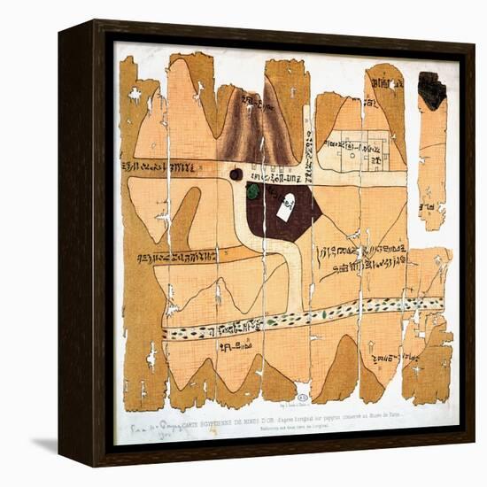 The Turin Papyrus, Reproduction of Ancient Egyptian Map of Gold Mines, c.1300 BC-null-Framed Premier Image Canvas