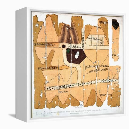 The Turin Papyrus, Reproduction of Ancient Egyptian Map of Gold Mines, c.1300 BC-null-Framed Premier Image Canvas