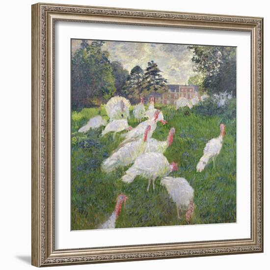 The Turkeys at the Chateau De Rottembourg, Montgeron, 1877-Claude Monet-Framed Giclee Print