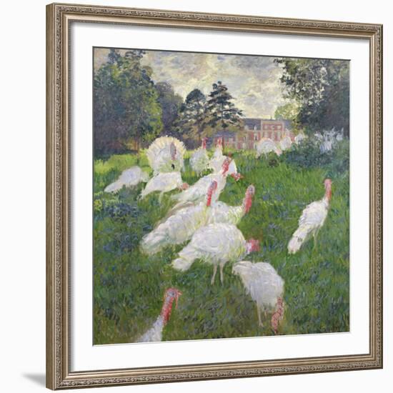 The Turkeys at the Chateau De Rottembourg, Montgeron, 1877-Claude Monet-Framed Giclee Print