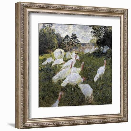 The Turkeys at the Chateau De Rottembourg, Montgeron-Claude Monet-Framed Art Print