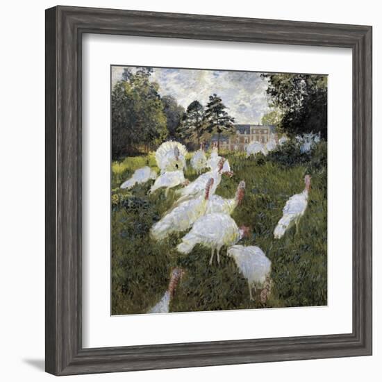 The Turkeys at the Chateau De Rottembourg, Montgeron-Claude Monet-Framed Art Print