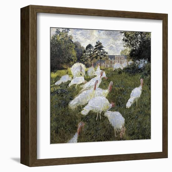 The Turkeys at the Chateau De Rottembourg, Montgeron-Claude Monet-Framed Art Print