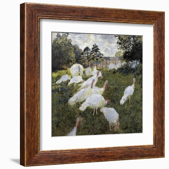 The Turkeys at the Chateau De Rottembourg, Montgeron-Claude Monet-Framed Art Print