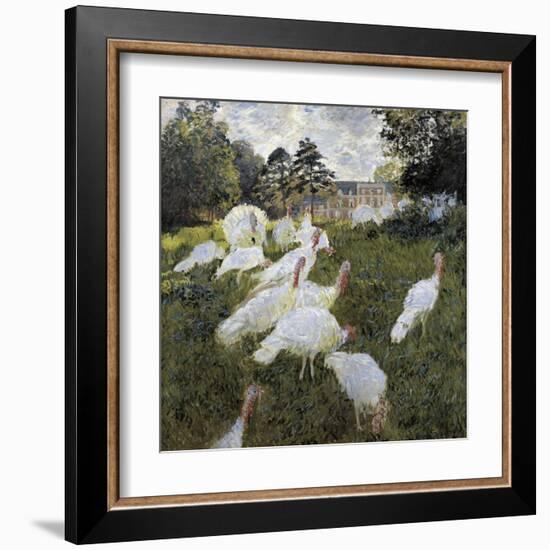 The Turkeys at the Chateau De Rottembourg, Montgeron-Claude Monet-Framed Art Print