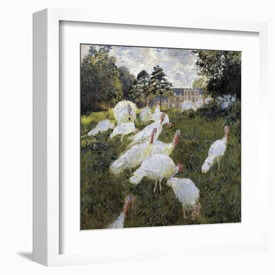 The Turkeys at the Chateau De Rottembourg, Montgeron-Claude Monet-Framed Art Print