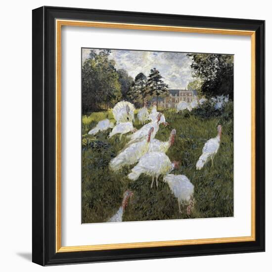 The Turkeys at the Chateau De Rottembourg, Montgeron-Claude Monet-Framed Art Print