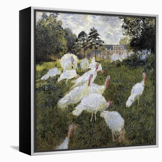 The Turkeys at the Chateau De Rottembourg, Montgeron-Claude Monet-Framed Stretched Canvas