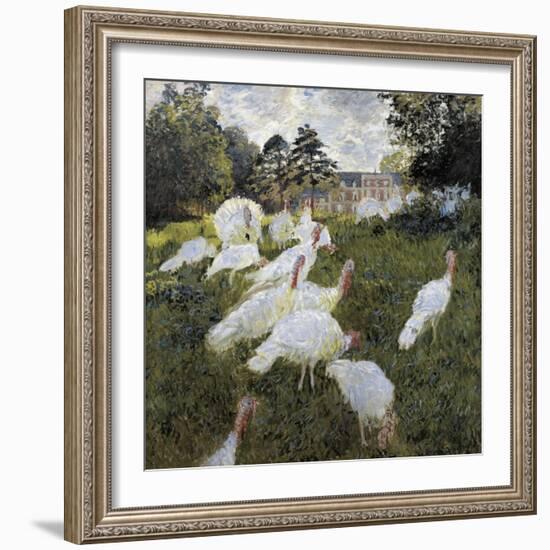 The Turkeys at the Chateau De Rottembourg, Montgeron-Claude Monet-Framed Art Print