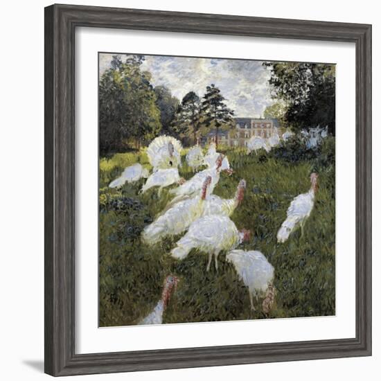 The Turkeys at the Chateau De Rottembourg, Montgeron-Claude Monet-Framed Art Print