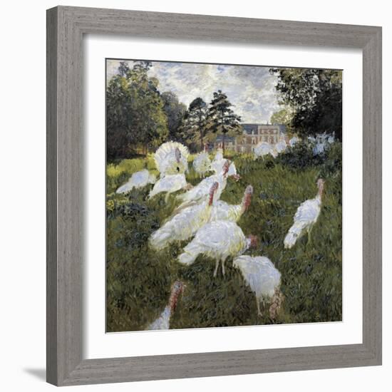 The Turkeys at the Chateau De Rottembourg, Montgeron-Claude Monet-Framed Art Print