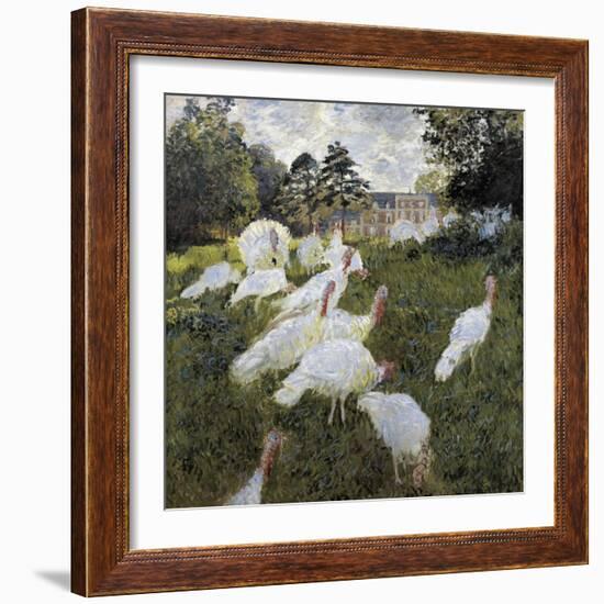 The Turkeys at the Chateau De Rottembourg, Montgeron-Claude Monet-Framed Art Print