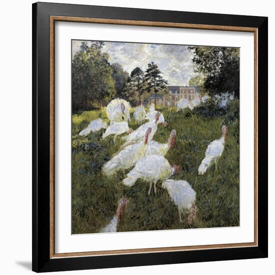 The Turkeys at the Chateau De Rottembourg, Montgeron-Claude Monet-Framed Art Print