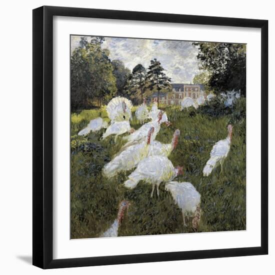 The Turkeys at the Chateau De Rottembourg, Montgeron-Claude Monet-Framed Art Print