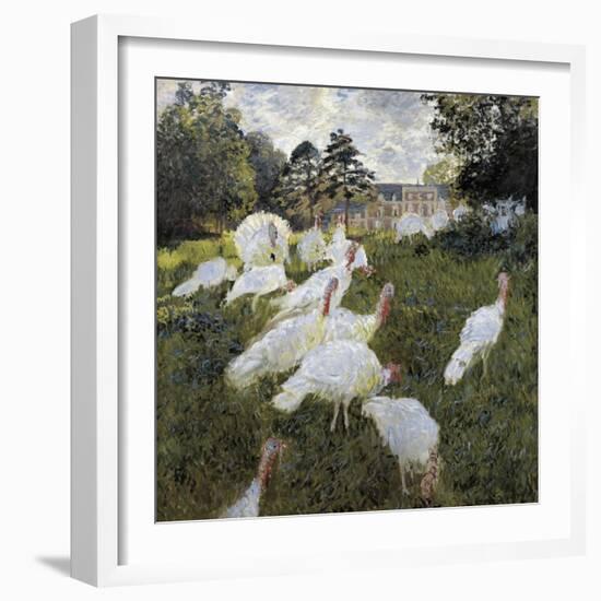 The Turkeys at the Chateau De Rottembourg, Montgeron-Claude Monet-Framed Art Print