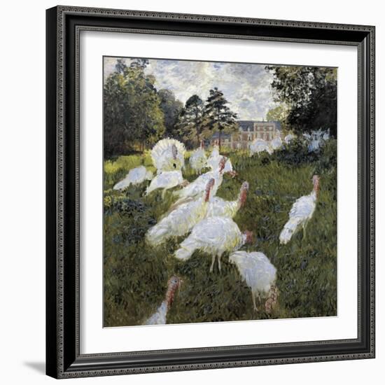 The Turkeys at the Chateau De Rottembourg, Montgeron-Claude Monet-Framed Art Print