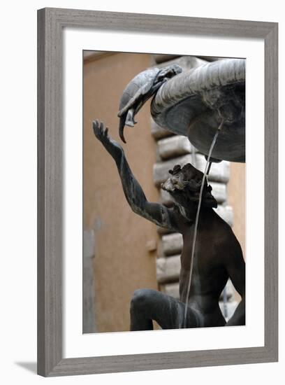 The Turtle Fountain. Detail. Turtle and Bronze Ephebe.16th Century. Rome. Italy-Giacomo della Porta-Framed Photographic Print