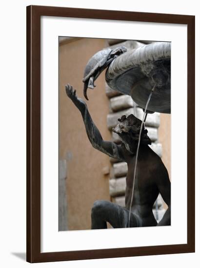 The Turtle Fountain. Detail. Turtle and Bronze Ephebe.16th Century. Rome. Italy-Giacomo della Porta-Framed Photographic Print