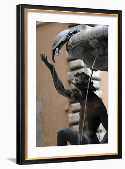 The Turtle Fountain. Detail. Turtle and Bronze Ephebe.16th Century. Rome. Italy-Giacomo della Porta-Framed Photographic Print