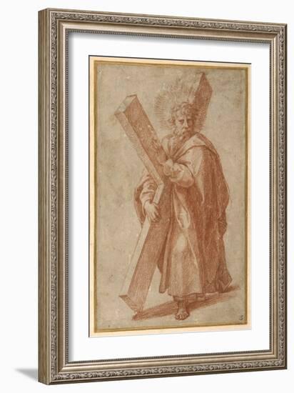 The Twelve Apostles: St. Andrew, 1518-20 (Chalk on Paper)-Giulio Romano-Framed Giclee Print