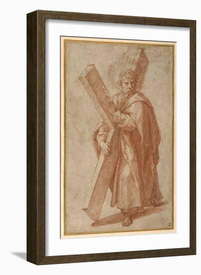 The Twelve Apostles: St. Andrew, 1518-20 (Chalk on Paper)-Giulio Romano-Framed Giclee Print
