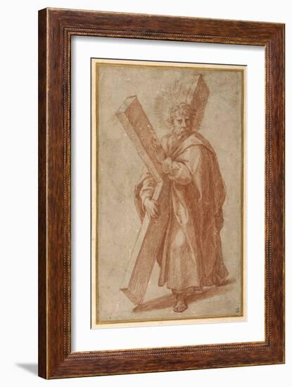 The Twelve Apostles: St. Andrew, 1518-20 (Chalk on Paper)-Giulio Romano-Framed Giclee Print