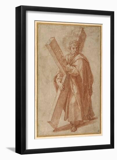 The Twelve Apostles: St. Andrew, 1518-20 (Chalk on Paper)-Giulio Romano-Framed Giclee Print