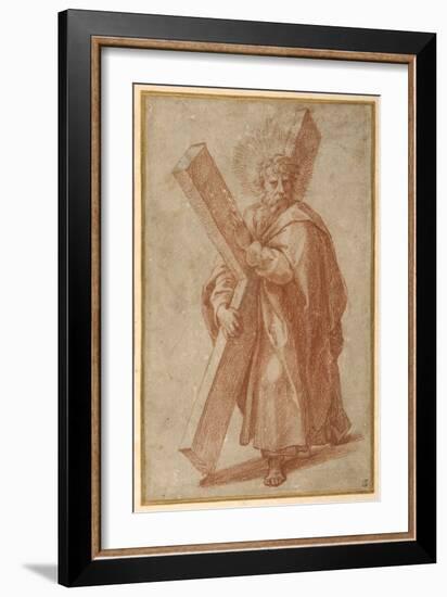 The Twelve Apostles: St. Andrew, 1518-20 (Chalk on Paper)-Giulio Romano-Framed Giclee Print