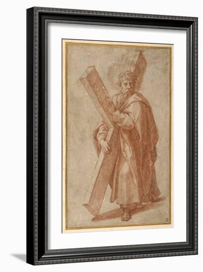 The Twelve Apostles: St. Andrew, 1518-20 (Chalk on Paper)-Giulio Romano-Framed Giclee Print