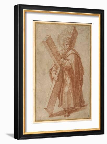 The Twelve Apostles: St. Andrew, 1518-20 (Chalk on Paper)-Giulio Romano-Framed Giclee Print