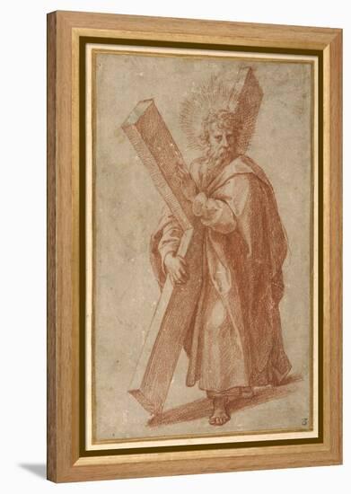 The Twelve Apostles: St. Andrew, 1518-20 (Chalk on Paper)-Giulio Romano-Framed Premier Image Canvas