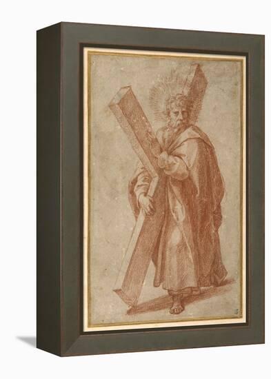 The Twelve Apostles: St. Andrew, 1518-20 (Chalk on Paper)-Giulio Romano-Framed Premier Image Canvas