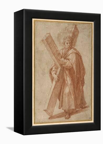 The Twelve Apostles: St. Andrew, 1518-20 (Chalk on Paper)-Giulio Romano-Framed Premier Image Canvas