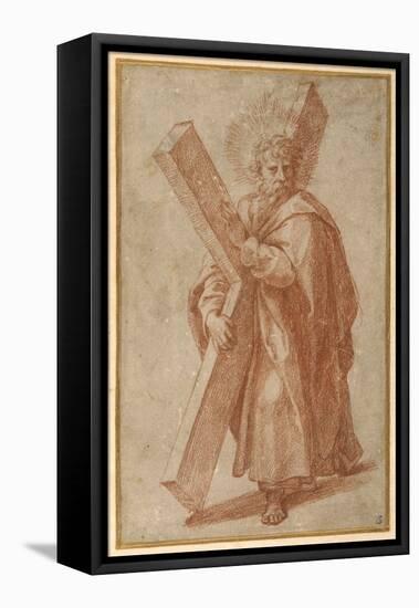 The Twelve Apostles: St. Andrew, 1518-20 (Chalk on Paper)-Giulio Romano-Framed Premier Image Canvas