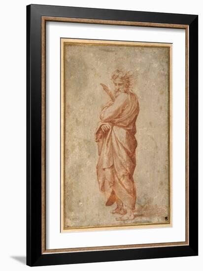 The Twelve Apostles: St. Bartholomew, 1518-20 (Chalk on Paper)-Giulio Romano-Framed Giclee Print