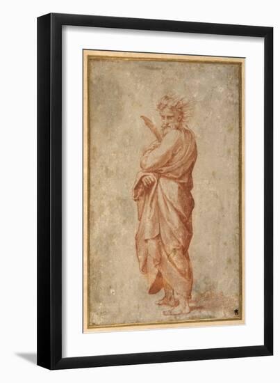 The Twelve Apostles: St. Bartholomew, 1518-20 (Chalk on Paper)-Giulio Romano-Framed Giclee Print